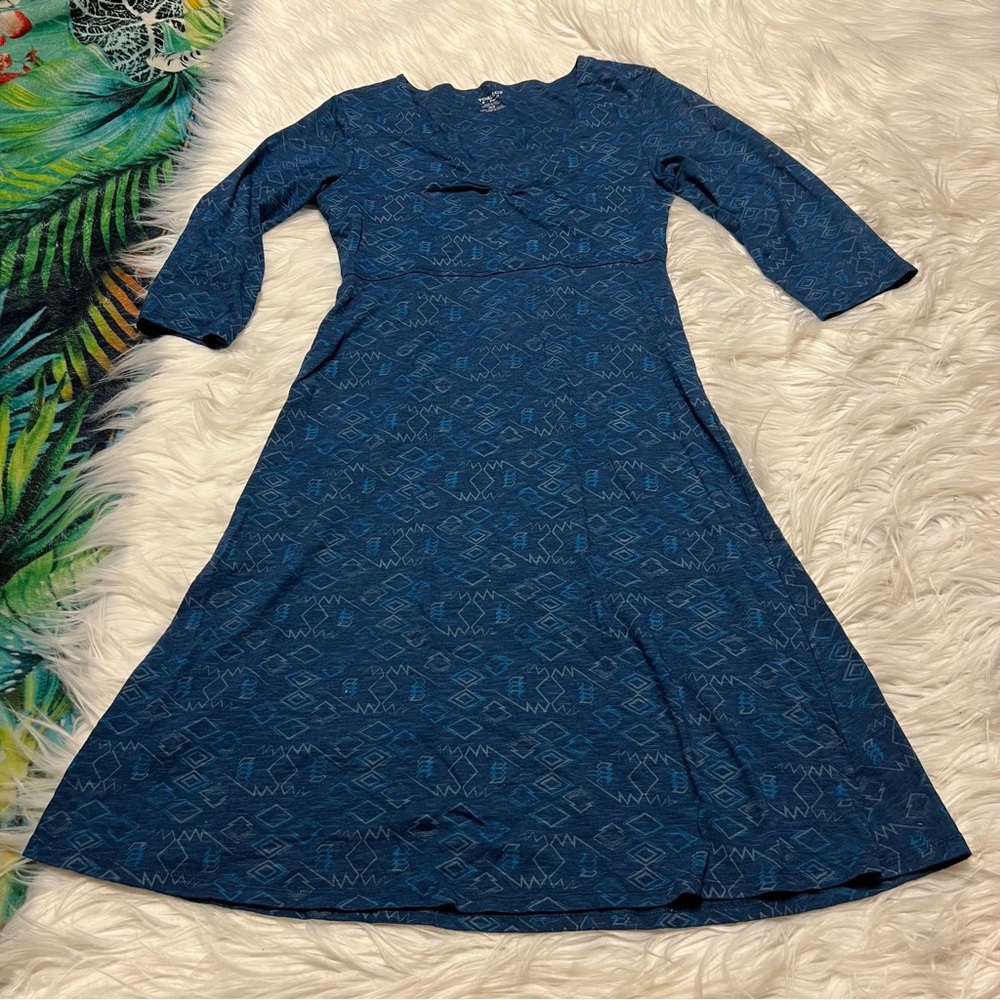 Toad&Co Blue Patterned Long Sleeve Dress